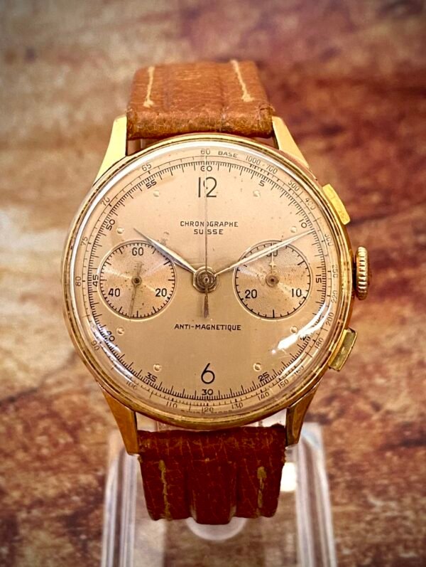 CHRONOGRAPHE SUISSE ORO 18K, LANDERON, AÑOS 40 - TEMPPUS: