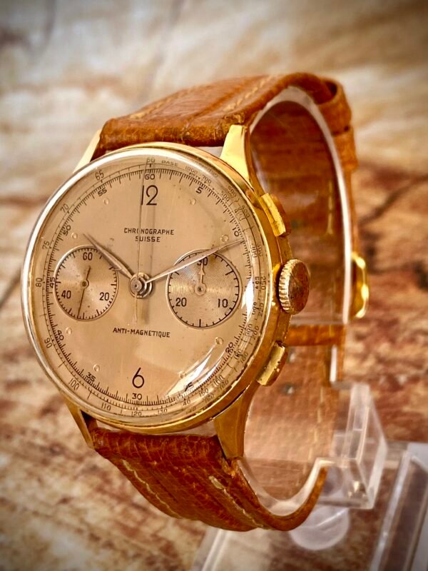 CHRONOGRAPHE SUISSE ORO 18K, LANDERON, AÑOS 40 - TEMPPUS: