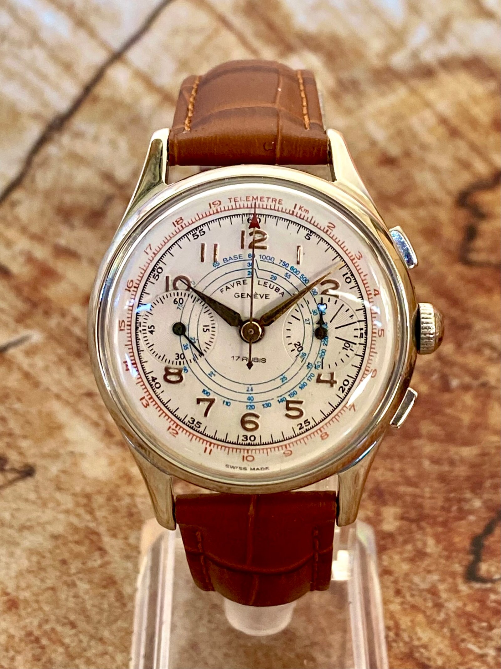 FAVRE LEUBA CHRONOGRAPH, CUERDA MANUAL AÑOS 40