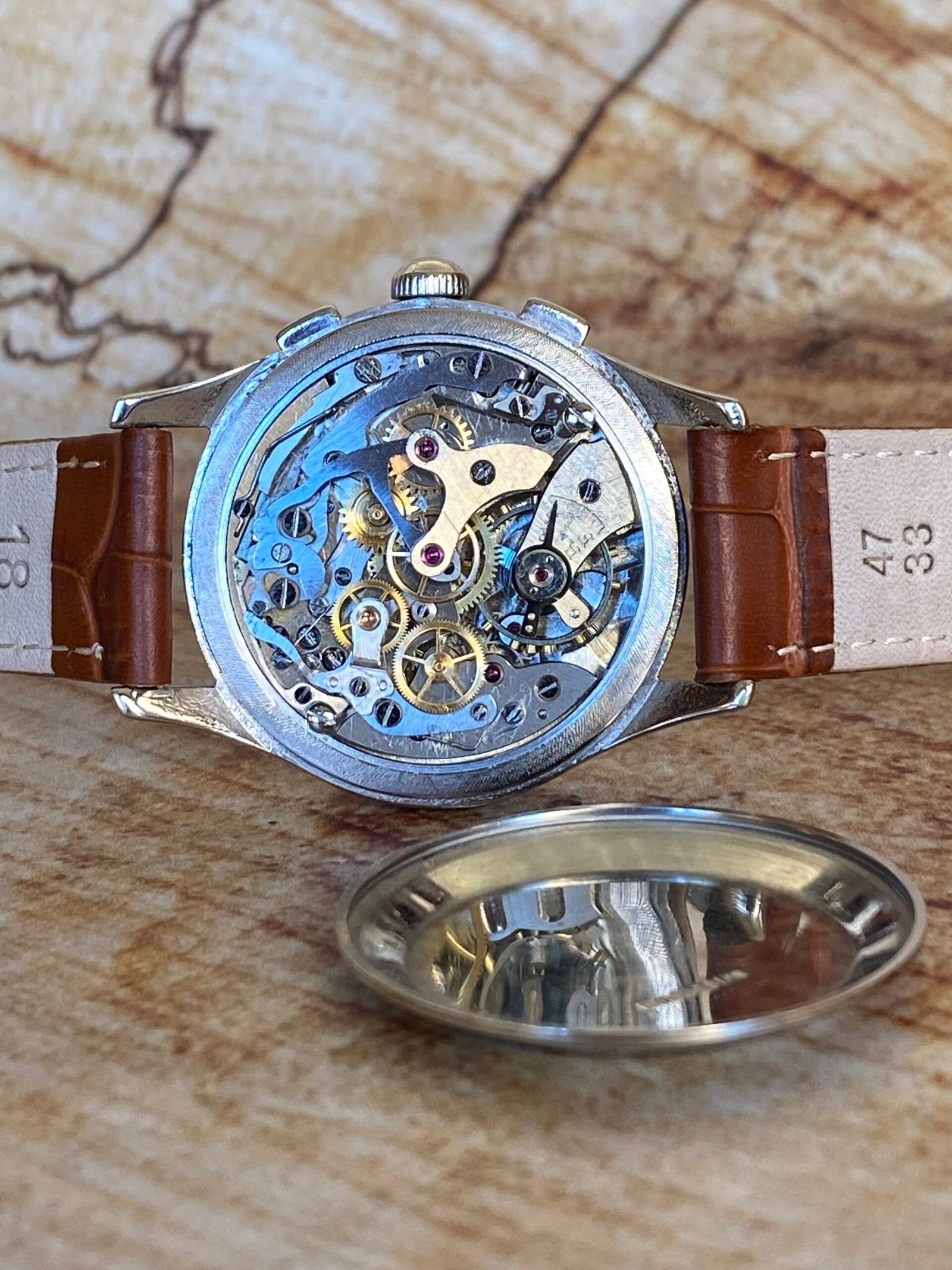 FAVRE LEUBA CHRONOGRAPH, CUERDA MANUAL AÑOS 40 - Imagen 4