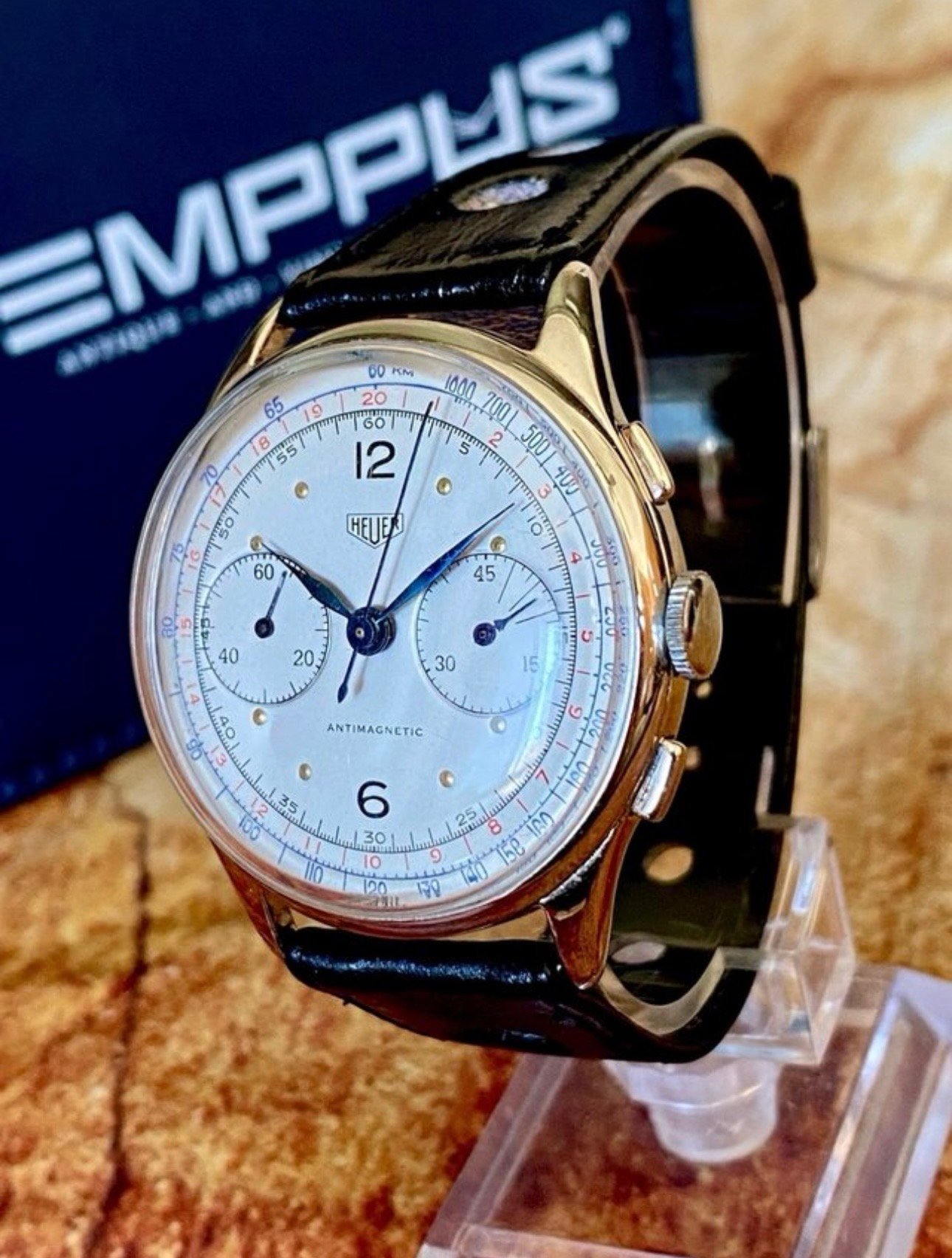HEUER CHRONOGRAPH, ANTIGUO CRONÓGRAFO CAJA "JUMBO" - Imagen 2