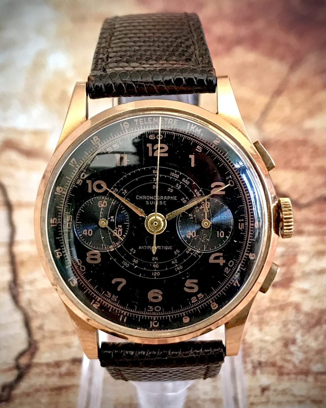 CHRONOGRAPHE SUISSE, ORO ROSA 18 KILATES, MANUAL - TEMPPUS: